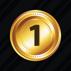 1 Number Circular Vector Gold Web Icon Button