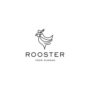 Rooster logo design vector line art inspiration