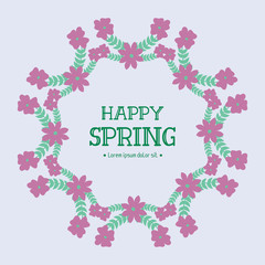 Ornate Pattern of leaf and pink flower frame, for happy spring greeting card wallpaper design. Vector