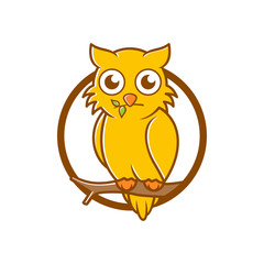 cartoon vector illustration of owl on tree