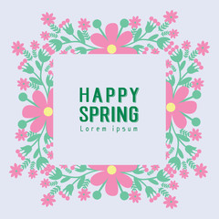 Seamless Ornate of leaf and flower frame, for happy spring greeting cards design. Vector