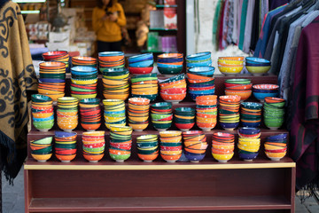 Classical Turkish ceramics on the Istanbul Grand Bazaar. Istambul, Turkey Close up.