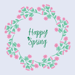 Wallpaper for happy spring greeting card design, with beautiful concept of leaf and floral frame. Vector