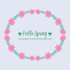 Beautiful Crowd of leaf and flower frame, for happy spring romantic invitation card template design. Vector