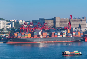 Fototapeta premium Cargo Port in Hong Kong city
