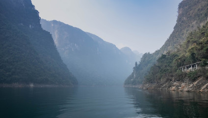View at Yangtze river for the traveler along with the three gorges area, The part of the Yangtze River in Yichang city, Hubei province China. 
