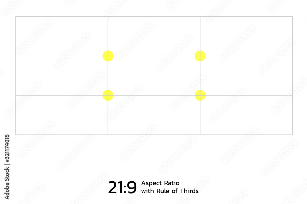 Poster 21 by 9 aspect ratio with rule of thirds template. vector illustration with layers