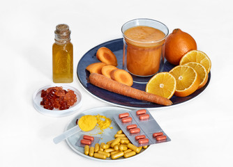 Turmeric (Curcuma longa Linn) herbal supplement In powder, capsules, juice, gummies, tablets form