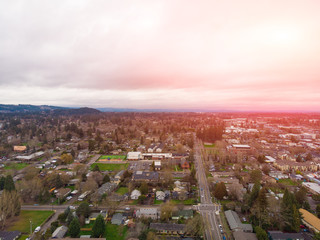 Photo of the suburb from a height, drone, landscape background