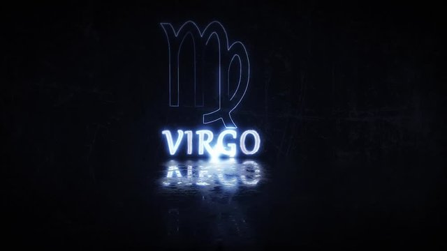 Virgo zodiac sign animated presentation revealed through electric storm