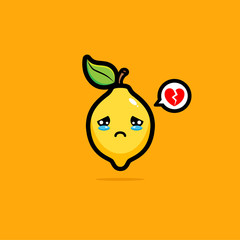 Vector design of a sad lemon