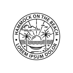 hammock logo round symbol stamp style outline vector design