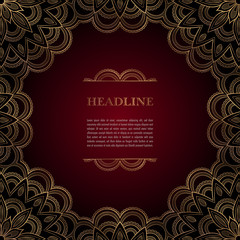 Luxury background with golden ornamental frame for greeting card, invitation or announcement