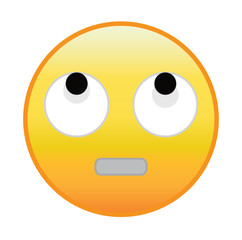 Bored emoji. Yellow annoyed emoticon face with open mouth and rolling eyes, as an expression of being bored, annoyed, impatient or irritated.