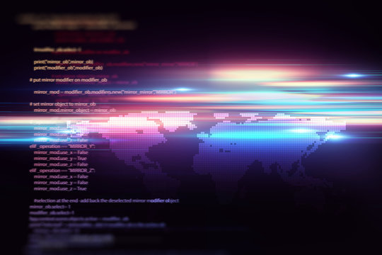 Light speed zoProgramming code abstract technology background of software developer and  Computer scriptom travel in Deep space  background 3d illustration.