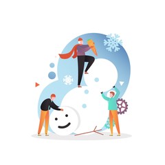 Winter season fun vector concept for web banner, website page