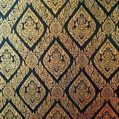 Close up  Kanok thai pattern in temple of thailand, Traditional thai painting in Buddhist temple.