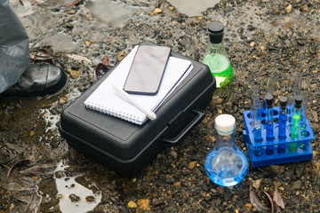 case with tools and instruments for checking the environmental friendliness of the environment next...
