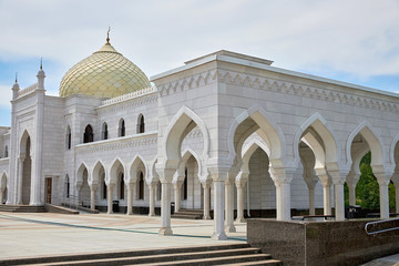 Beautiful white mosque in Bulgars. Republic of Tatarstan, Russia. Islam, religion and architecture.
