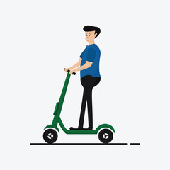 man is driving modern vehicle electric scooter- Illustration vector