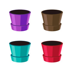 Set of flower pots on a white background.