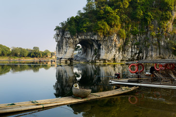 Water Moon Cave of Elephant Trunk Hill Park on Li River at Guilin China