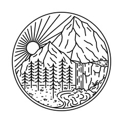 Camp Hike nature Wild Line Graphic Illustration Vector Art T-shirt Design