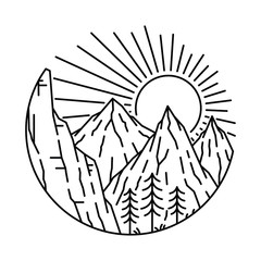 Camp Hike nature Wild Line Graphic Illustration Vector Art T-shirt Design