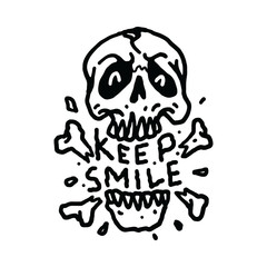 Keep Smile Skull Horror Graphic Illustration Vector Art T-shirt Design