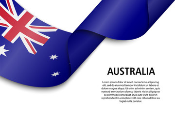 Waving ribbon or banner with flag australia © magr80