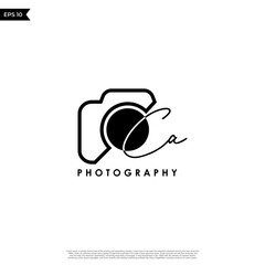 Initial Letter CA with camera. Logo photography simple luxury vector.