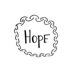 Word hopen in frame, motivation vector illustration.