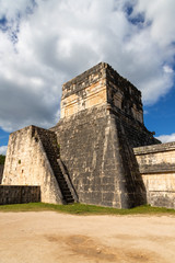 Maya Temple Above Ancient Ball Game Court at Chichen Itza, Mexico