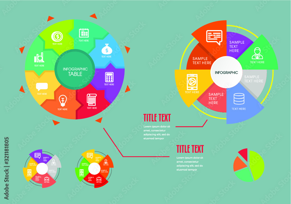 Fototapete bundle of editable colorful business and public information info graphics with flat design of chart,