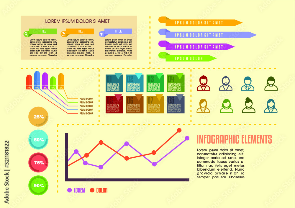 Poster bundle of editable colorful business and public information info graphics with flat design of chart,