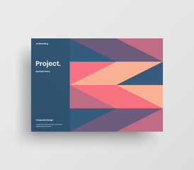 Creative business presentation vector A4 horizontal orientation front page mock up. Modern corporate report cover abstract geometric illustration design layout. Company identity brochure template.