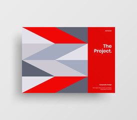 Naklejka na ściany i meble Creative business presentation vector A4 horizontal orientation front page mock up. Modern corporate report cover abstract geometric illustration design layout. Company identity brochure template.