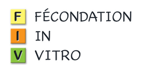 FIV initials in colored 3d cubes with meaning in french language