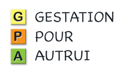 GPA initials in colored 3d cubes with meaning in french language