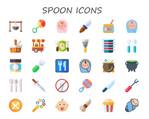 Modern Simple Set of spoon Vector flat Icons