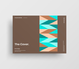 Creative business presentation vector A4 horizontal orientation front page mock up. Modern corporate report cover abstract geometric illustration design layout. Company identity brochure template.