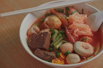 Yong tau foo (also spelled yong tao foo, yong tau fu, yong tau hu or yong tofu; yentafo in Thailand)