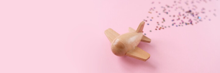 small wooden toy airplane lucky by confetti