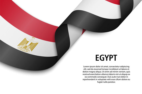 Waving ribbon or banner with flag Egypt