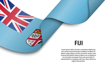 Waving ribbon or banner with flag Fiji