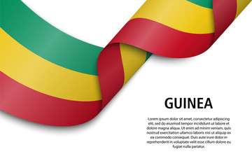 Obraz premium Waving ribbon or banner with flag guinea