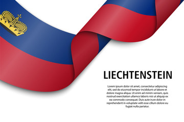 Waving ribbon or banner with flag liechtenstein - obrazy, fototapety, plakaty