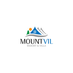 Fototapeta na wymiar Villa resort, homestead mountain logo vector template