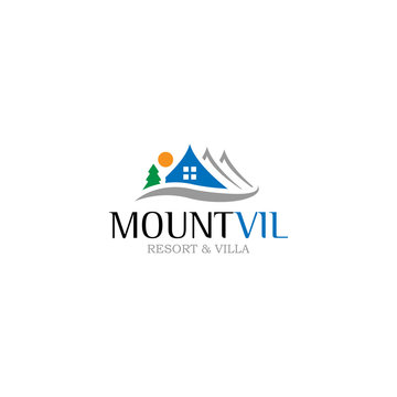 Villa resort, homestead mountain logo vector template
