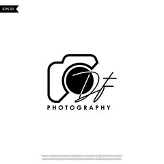 Initial Letter DF with camera. Logo photography simple luxury vector.